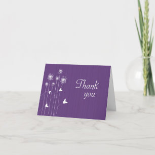 Plum purple butterfly floral wedding thank you card