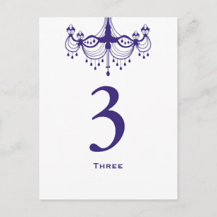 Plum Purple Chandelier Table Number Card