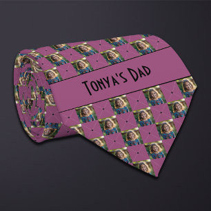 Plum Purple Chequered Photo Tie