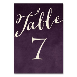 Plum Purple Chic Calligraphy Table Numbers