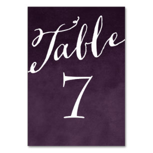 Plum Purple Chic Calligraphy Table Numbers