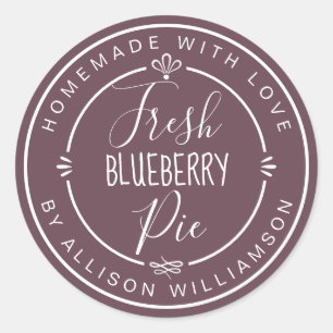 Plum Purple Classic Homemade Blueberry Pie Round Sticker