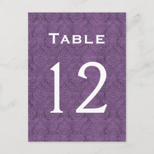 Plum Purple Damask Wedding Table Number 12 C211 Postcard