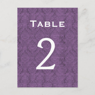 Plum Purple Damask Wedding Table Number 2 C201 Postcard