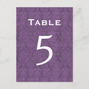Plum Purple Damask Wedding Table Number 5 C204 Postcard