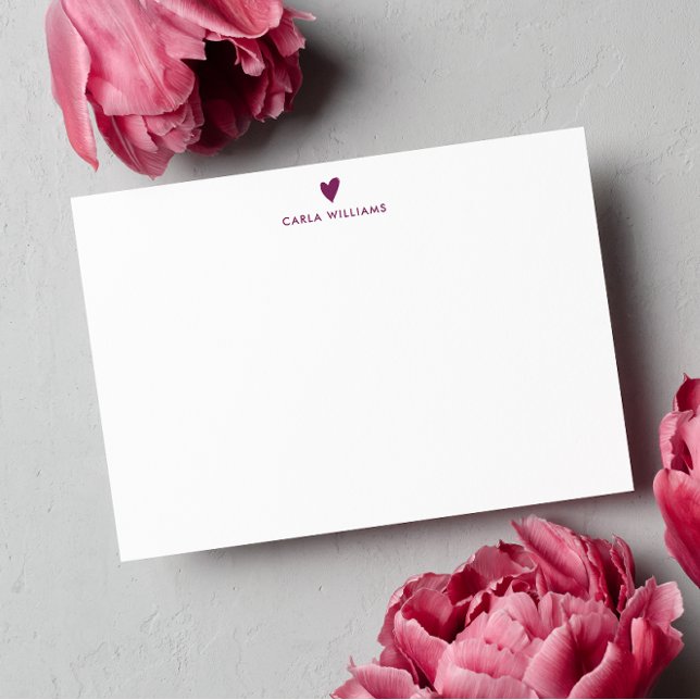 PLUM PURPLE Doodle Heart Formal Classic Family  Card (Creator Uploaded)