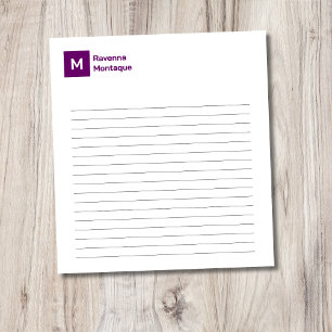 Plum Purple Elegant Chic Trendy Monogram Lined Notepad