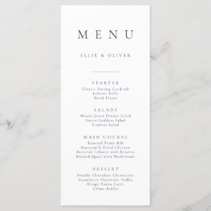 Plum Purple Elegant Minimalist Simple Flat Menu