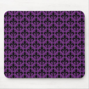 Plum Purple Fancy Fleur de lis Mousepad