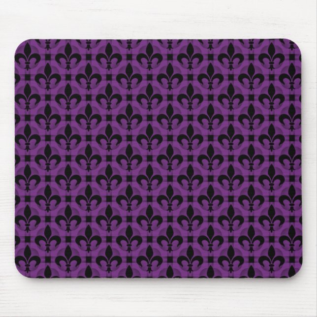 Plum Purple Fancy Fleur de lis Mousepad (Front)