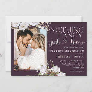 Plum Purple Floral  Casual Wedding Just Love Invitation