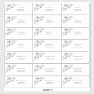 Plum Purple Floral Line Art Guest Address