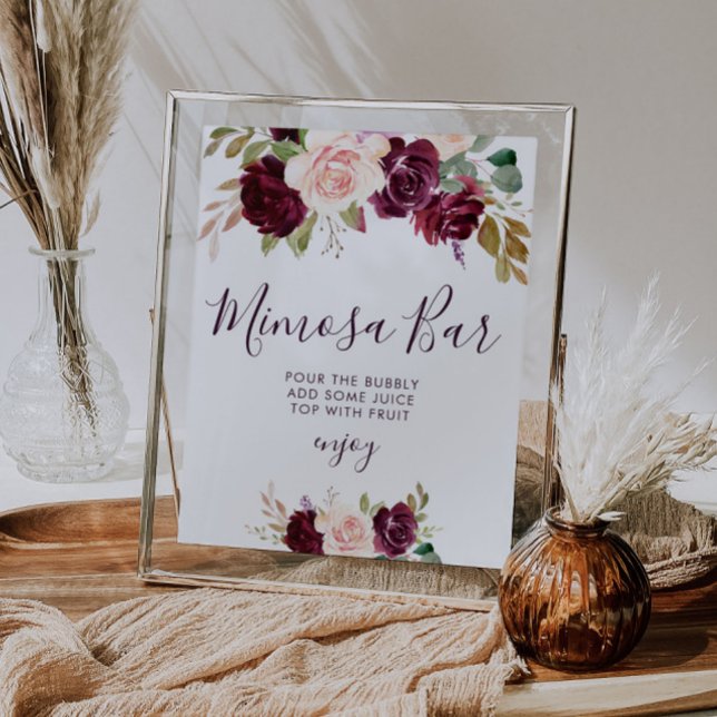 plum purple flowers bridal shower mimosa bar sign (Creator Uploaded)