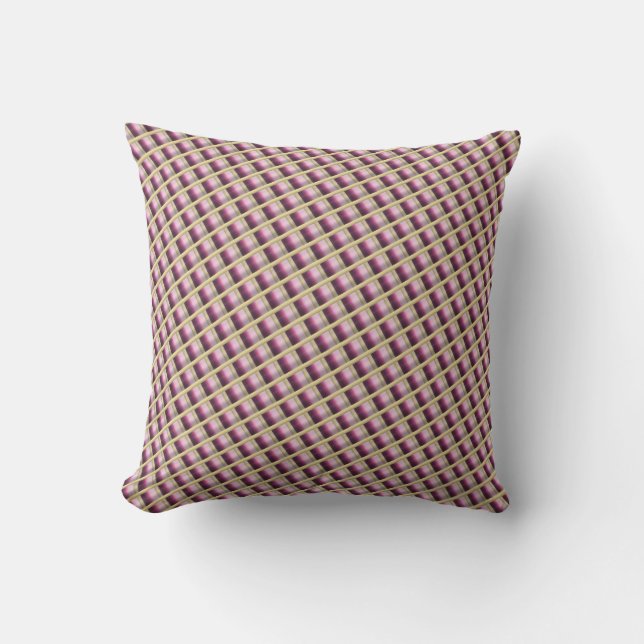 Plum Purple Gold Quilt Effect Pattern Pillows (Front)