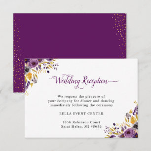 Plum Purple Gold Wedding Details Card