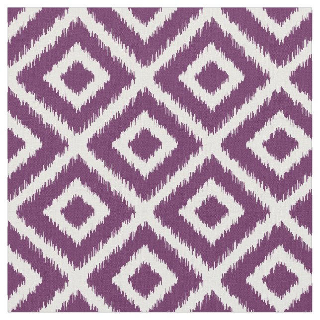 Plum Purple Ikat Diamonds Fabric (Close Up)