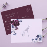 Plum Purple & Indigo Blue Floral Wedding RSVP Postcard<br><div class="desc">This wedding rsvp postcard features a watercolor bouquet of plum purple peonies and indigo blue flowers with stylish calligraphy. For more advanced customisation of this design,  please click the DESIGN TOOL BUTTON. Matching items are also available.</div>