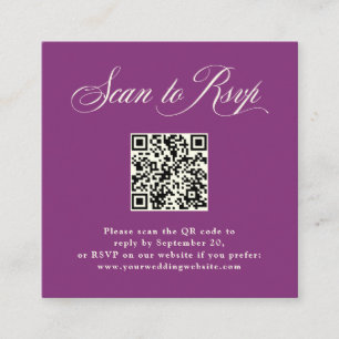 Plum Purple Italian Elegance   RSVP with QR Code Enclosure Card