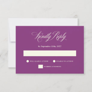 Plum Purple Italian Elegance Wedding RSVP Card
