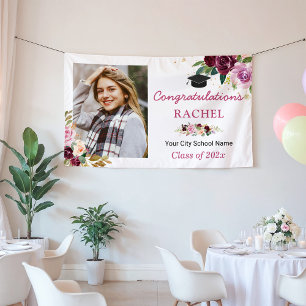 Plum Purple Lilac Floral Graduate Graduation Party Banner