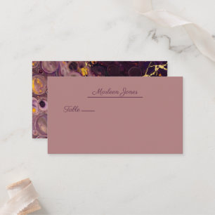 Plum Purple Marble And Gold Wedding Place Card