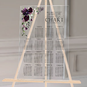 Plum Purple Mauve Floral Reception Seating Acrylic Sign