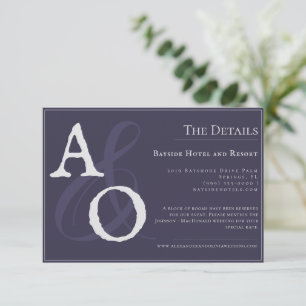 Plum Purple Minimalist Monogram Wedding Enclosure Card