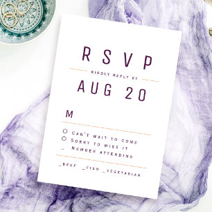 Plum Purple Modern Chic Simple Typography RSVP Card