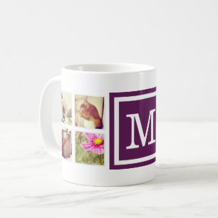 Plum Purple Monogram Instagram Photo Collage Mug