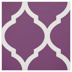 Plum Purple Moroccan Quatrefoil Large Scale Fabric