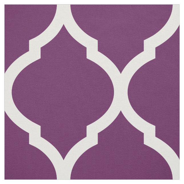 Plum Purple Moroccan Quatrefoil Large Scale Fabric (Swatch)
