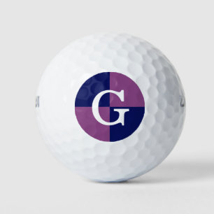 Plum Purple Navy Blue LG Chequered Monogram Golf Balls