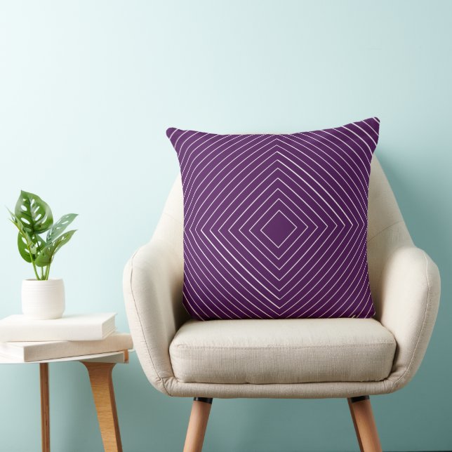 plum purple Nested Thin White Squares Tribal Cushion (Chair)