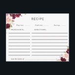 plum purple & peach floral recipe card<br><div class="desc">A lovely watercolor floral design with plum purple and peach flowers. The features of this design can be personalised.</div>