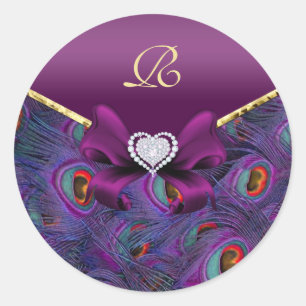 Plum Purple Peacock Wedding Gift Seal
