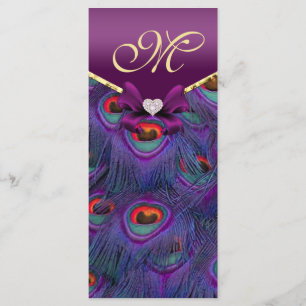 Plum Purple Peacock Wedding Program Rack Card