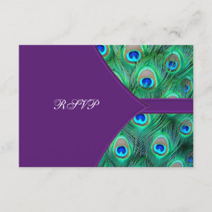 Plum Purple Peacock Wedding RSVP