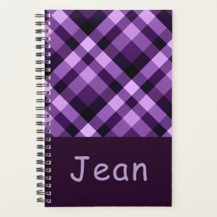 Plum Purple Plaid Monogram Small Day Planner