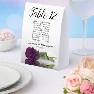Plum Purple Rose Wedding Table Number & Names