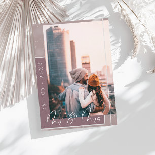 Plum Purple Script Photo Save the Date Card