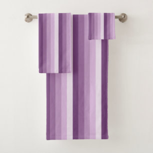 Plum purple shadow stripes bath towel set