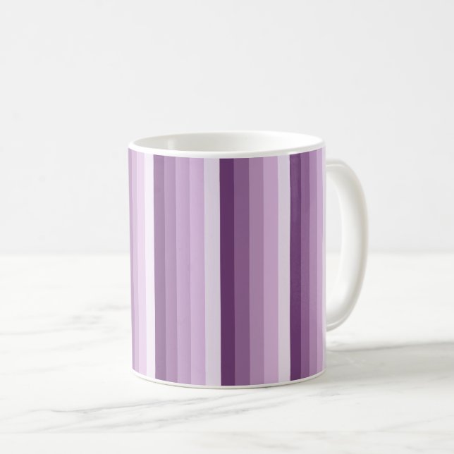 Plum purple shadow stripes coffee mug (Front Right)