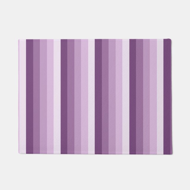 Plum purple shadow stripes doormat (Front)