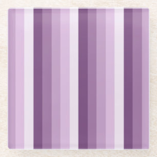 Plum purple shadow stripes glass coaster