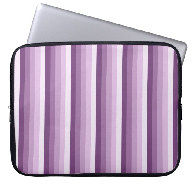 Plum purple shadow stripes laptop sleeve (Front)