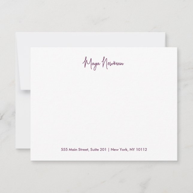 PLUM PURPLE  SIGNATURE MONOGRAM NAME CARD (Front)