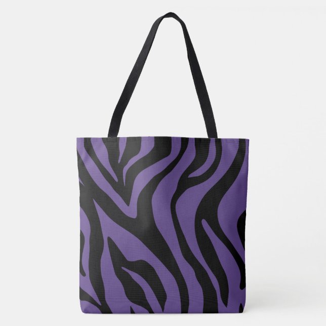 Plum Purple Tiger Print Tote Bag (Front)