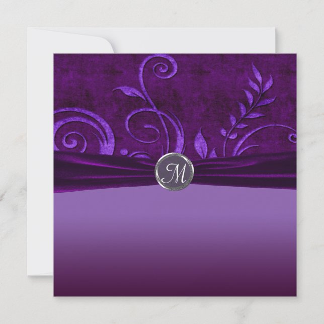 Plum & Purple Velvet Wedding Swirl Invitation (Front)