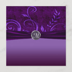 Plum & Purple Velvet Wedding Swirl Invitation