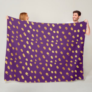 Plum Purple Violet and Gold Throw Fleece Blanket